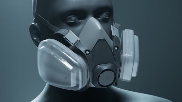 Solunum Koruyucu Maske Kavramı Film Nasıl Maske Takılacağını Gösteriyor Karanlık — Stok video