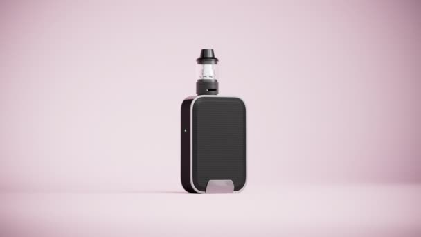 Sigaretta Sullo Sfondo Rosa Sigaretta Elettronica Nera Moderno Dispositivo Elettrico — Video Stock