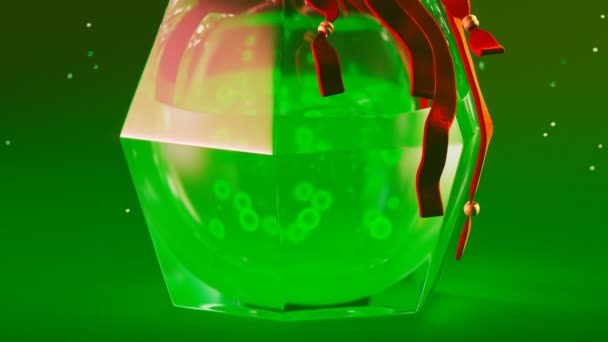 Bella Bottiglia Vitrea Elisir Magico Pozione Verde Una Fiala Fantasia — Video Stock