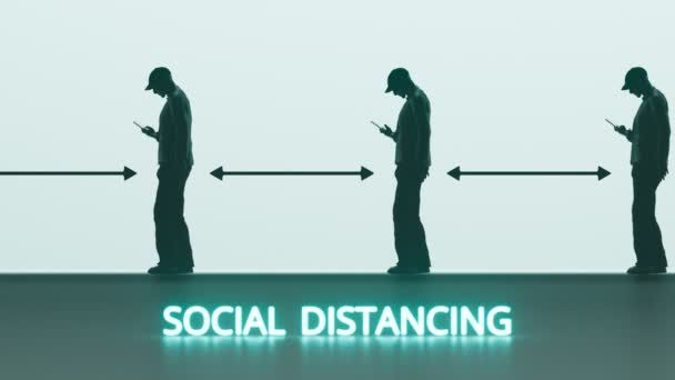 Animazione Loop Senza Soluzione Continuità Che Spiega Distanza Sociale Durante — Video Stock