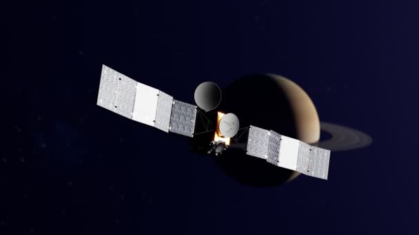 Satellite Spatial Volant Près Saturne Découvrir Espace Exploration Spatiale Satellite — Video