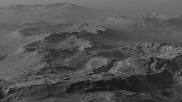 Монохроматическая Анимация Марсов Поверхности Луны Космосе Лунный Ландшафт Камера Крутится — стоковое видео