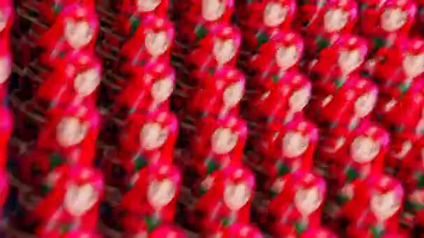 Beautiful Handmade Matryoshka Dolls Blue Background Huge Number Babushkas Jumping — Stock Video