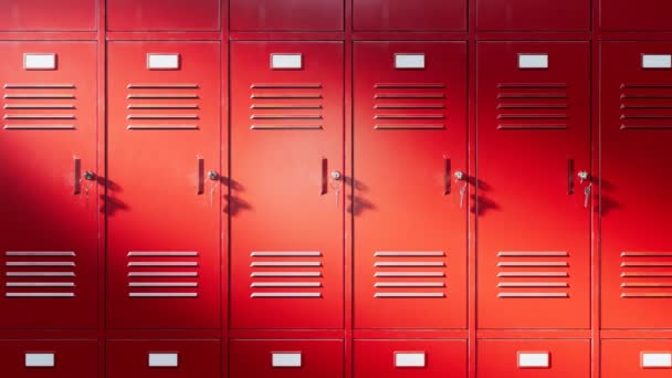 Seamless Looping Animation Red Lockers Students School University Endless Row — Stock Video