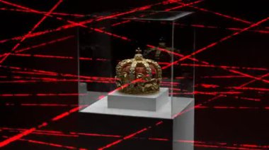 Elmaslarla süslenmiş altın taç. Müzede lazerlerle korunan değerli bir sergi. Cam bir kutuda kraliyet nişanı. Ulusal galerideki güvenlik sistemi. Kralın hazinesi. Antika.