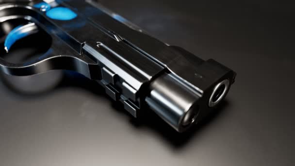 Pistola Nera Con Impronte Digitali Visibili Sotto Luce Identificazione Biometrica — Video Stock