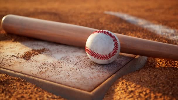 Baseball Home Plate Com Beisebol Morcego Base Com Acessórios Beisebol — Vídeo de Stock