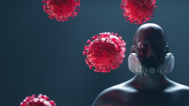 Begreppet Covid Skydd Animationen Visar Modell Som Bär Mask För — Stockvideo