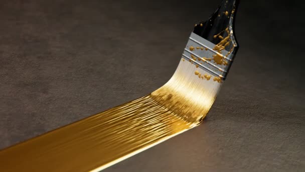Безшовна Анімація Процесу Фарбування Пензлем Декоративний Золотий Колір Стіні Елегантний — стокове відео