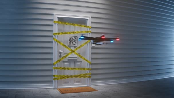 Drone Controleert Isolatie Quarantaine Tijdens Covid Epidemie Concept Van Het — Stockvideo
