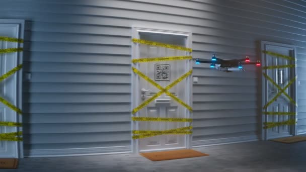 Drone Controleert Isolatie Quarantaine Tijdens Covid Epidemie Concept Van Het — Stockvideo