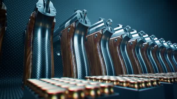 Płynna Animacja Pętli Pistoletów Kul Broń Magazyn Amunicji Zrzut Amunicji — Wideo stockowe