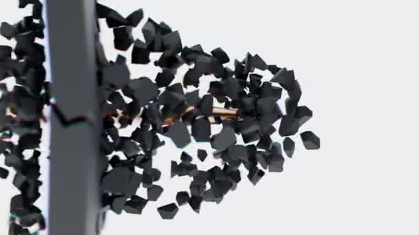Eine Kugel Durchlöchert Zeitlupe Eine Schwarze Oberfläche Nach Der Anderen — Stockvideo
