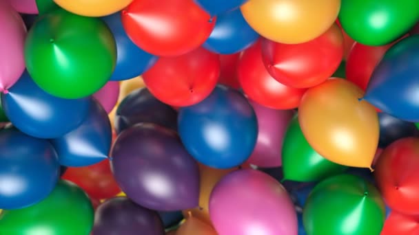 Naadloze Lus Animatie Van Kleurrijke Ballonnen Vrolijke Veelkleurige Set Glanzende — Stockvideo
