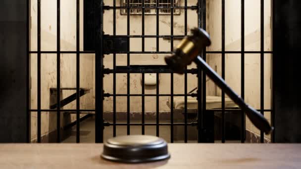 Κινούμενο Σχέδιο Δείχνει Στάδια Δίωξης Για Θανατική Ποινή Ένα Ξύλινο — Αρχείο Βίντεο