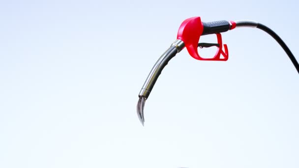 Gas Pump Nozzle Red Handle Sucking Banknotes Dollars Took More — Stock Video