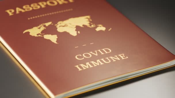 Covid19 Passaporte Imunidade Conceito Viajar Durante Coronavírus Pequeno Livro Com — Vídeo de Stock