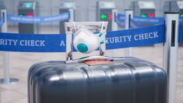 Podróżna Walizka Paszport Immunitetem Maską Ochronną Pojęcie Podróżowania Czasie Trwania — Wideo stockowe