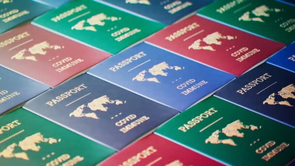 Σύνολο Διαβατηρίων Ασυλίας Του Covid19 Έννοια Του Ταξιδιού Κατά Διάρκεια — Αρχείο Βίντεο
