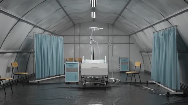 Animacja Łóżka Medycznego Szpitalu Koronawirusów Koncepcja Łóżka Intensywnej Terapii Dla — Wideo stockowe
