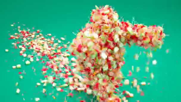 롤리팝으로 만들어진 생물은 자체의 일부를 실행하고 있습니다 사탕으로 구성된 비만과 — 비디오