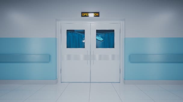 Nagranie Pokazujące Drzwi Sali Operacyjnej Szpitalu Kamera Zamykająca Okno Widokiem — Wideo stockowe