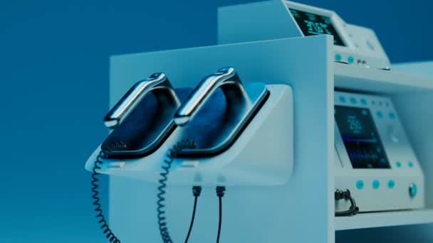 Wózek Ratowniczy Profesjonalne Urządzenie Ratujące Życie Szpitalu Defibrylator Serca Gotowy — Wideo stockowe