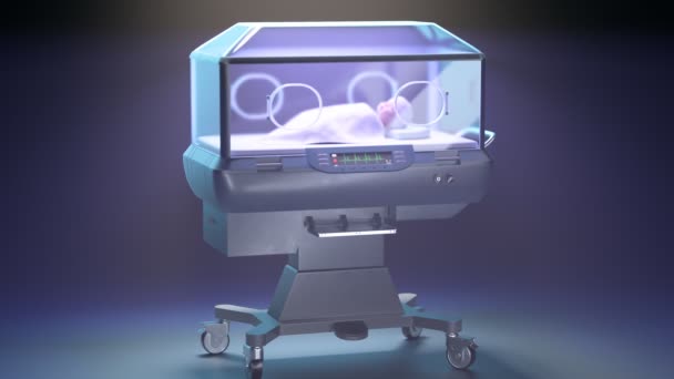 Una Incubadora Hospital Con Bebé Moribundo Equipo Profesional Especializado Que — Vídeos de Stock