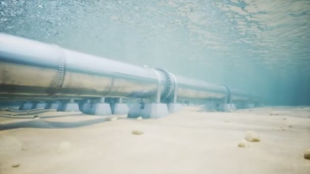 海底ガスパイプラインのシームレスループ3Dアニメーション オフショアパイプラインシステム 天然ガス 長距離油などの輸送用品 エネルギー安全保障を強化するコンセプト — ストック動画