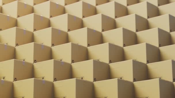Looping Animation Von Riesigen Pappkartons Stapelweise Braune Kartons Logistisches Konzept — Stockvideo
