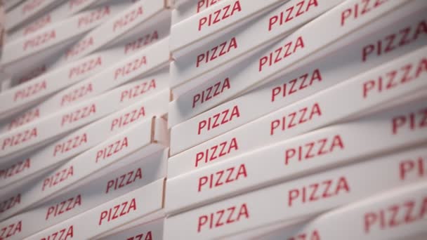 Muazzam Karton Pizza Kutularının Kusursuz Döngü Animasyonu Bir Yığın Pizza — Stok video