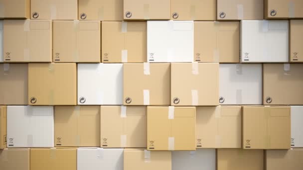 无缝线动画的大堆纸板箱 成堆的纸盒逻辑概念 航运业务 运输服务 产品分销 卡通堆积如山 — 图库视频影像