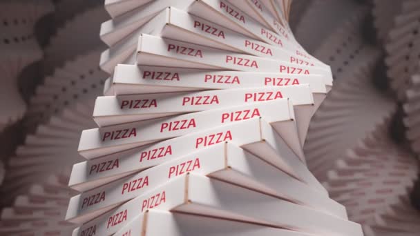 Muazzam Karton Pizza Kutularının Kusursuz Döngü Animasyonu Bir Yığın Pizza — Stok video