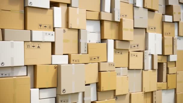 无缝线动画的大堆纸板箱 成堆的纸盒逻辑概念 航运业务 运输服务 产品分销 卡通堆积如山 — 图库视频影像