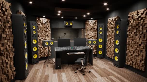 音楽レコーディングスタジオのオーディオコンソール プロサウンドミキサー 放送プロダクションコンセプト ミュージシャンのためのコントロールデスク オーディオレコード技術 現代的なサウンドを作成するためのミキシングボード — ストック動画
