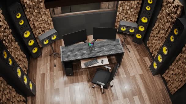 Consola Audio Estudio Grabación Musical Mezclador Sonido Profesional Concepto Producción — Vídeo de stock