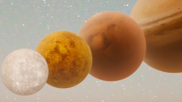 Wspaniała Animacja Układu Słonecznego Planety Kosmosie Wenus Ziemia Mars Jowisz — Wideo stockowe