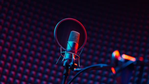 Recording Studio Condenser Microphone Pop Filter Vibration Mount Close Microphone — Stock Video