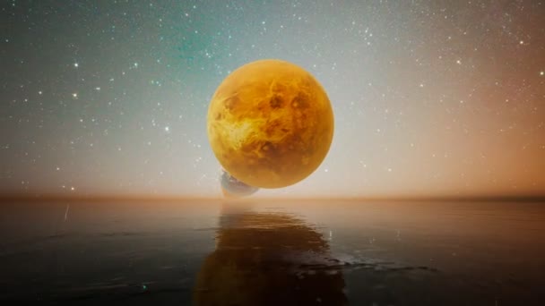 Magnifique Animation Système Solaire Planètes Dessus Surface Eau Vénus Terre — Video