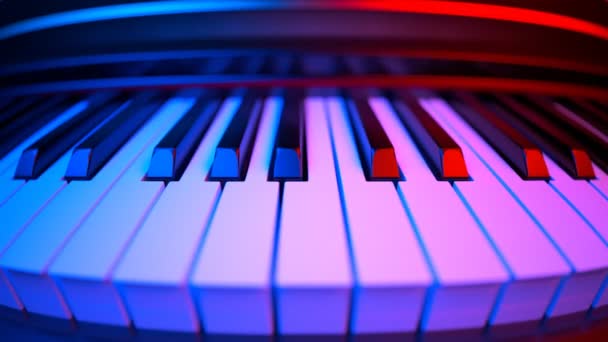 Απρόσκοπτη Κίνηση Του Πιάνου Ρεαλιστικά Λεπτομερή Σκιασμένα Πλήκτρα Πιάνου Μπλε — Αρχείο Βίντεο