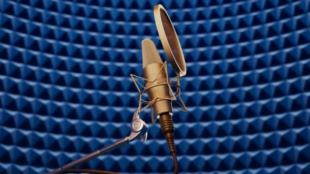Nahrávání Studiového Kondenzátoru Mikrofonu Pop Filtrem Proti Vibracím Zavřete Mikrofon — Stock video