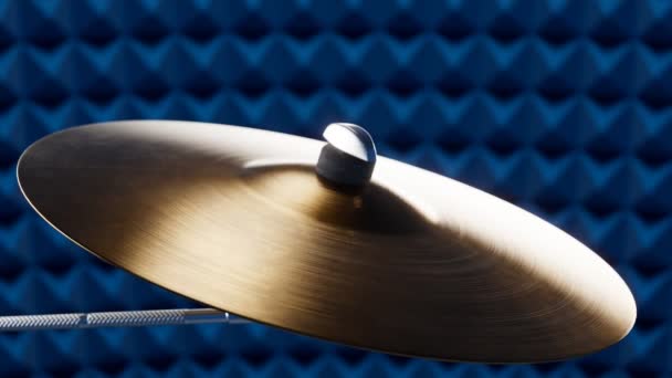 Gros Plan Cymbale Pour Batterie Studio Enregistrement Plaque Tambour Brillante — Video