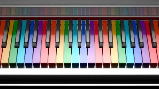 Seamless Looping Animation Colourful Piano Keyboard Cheerful Multicolour Piano Keys — Stock Video