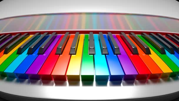 无缝线动画的彩色钢琴键盘 快乐多彩的钢琴键 简单美丽的音乐背景 音乐厅的概念 对音乐的热情 — 图库视频影像