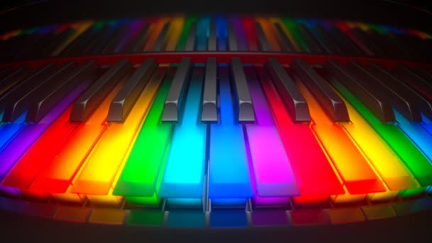 Naadloze Looping Animatie Van Het Kleurrijke Piano Toetsenbord Vrolijke Meerkleurige — Stockvideo