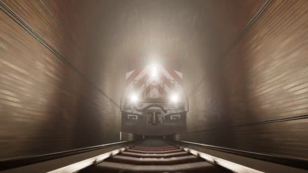 Ininterrotta Animazione Loop Del Treno Che Attraversa Vecchio Tunnel Sotterraneo — Video Stock