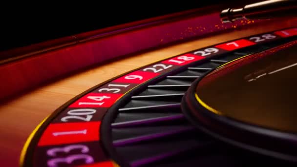 Primer Plano Una Ruleta Giratoria Presentación Una Lujosa Ruleta Casino — Vídeo de stock
