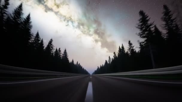 Bezproblémová Smyčka Animace Sledování Silnice Noci Nad Ulicí Krásná Obloha — Stock video