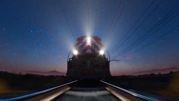 빠르게 달리는 기차의 원활한 애니메이션 배경에 교통이요 — 비디오