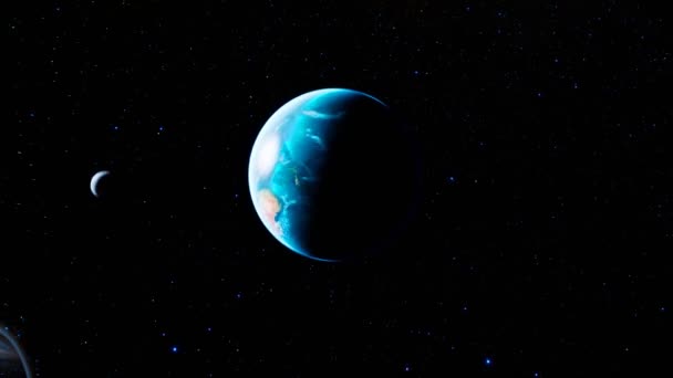 Enorme Buraco Negro Meio Espaço Exterior Absorve Planeta Terra Lua — Vídeo de Stock